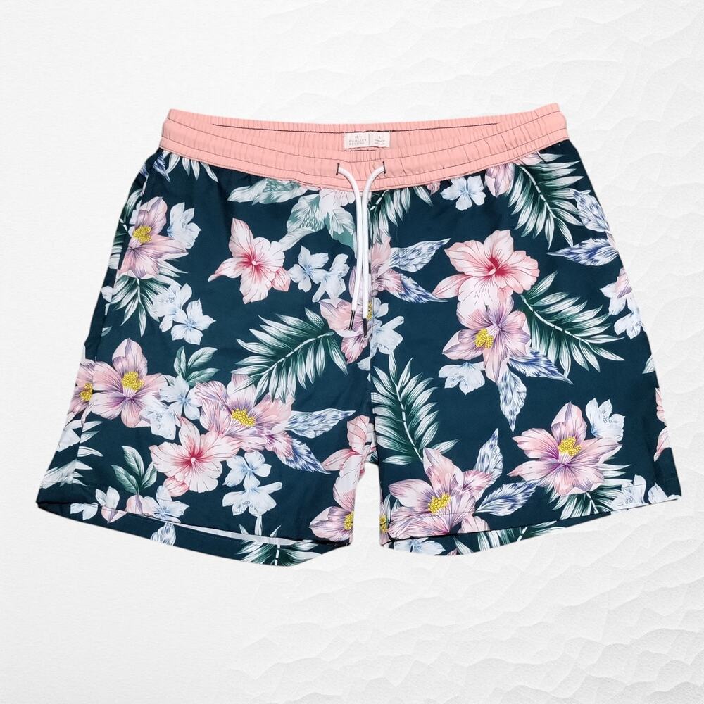 Public Record 5" Swim Trunks Hawaiian Floral Mens Large Standard‎ Fit Unlined